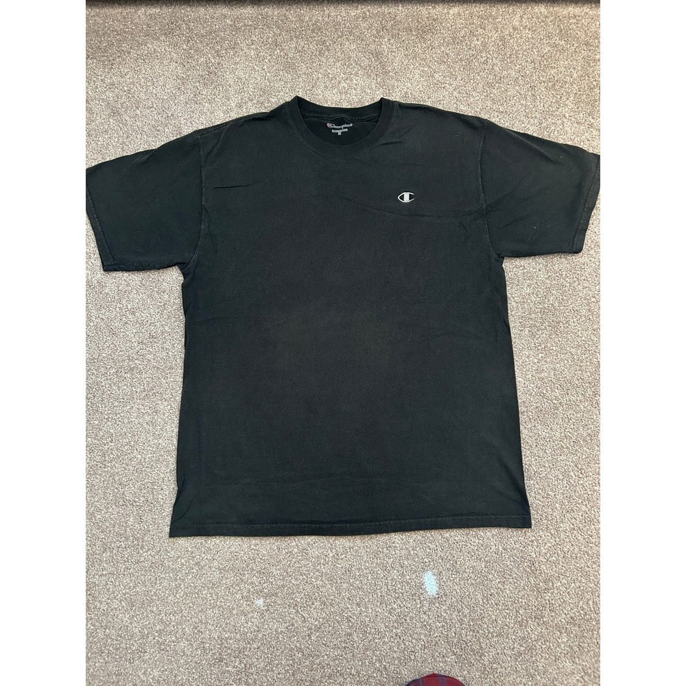 Champion T-Shirt Mens XL Black Excellent Short Sleeve Embroidered Logo Tee